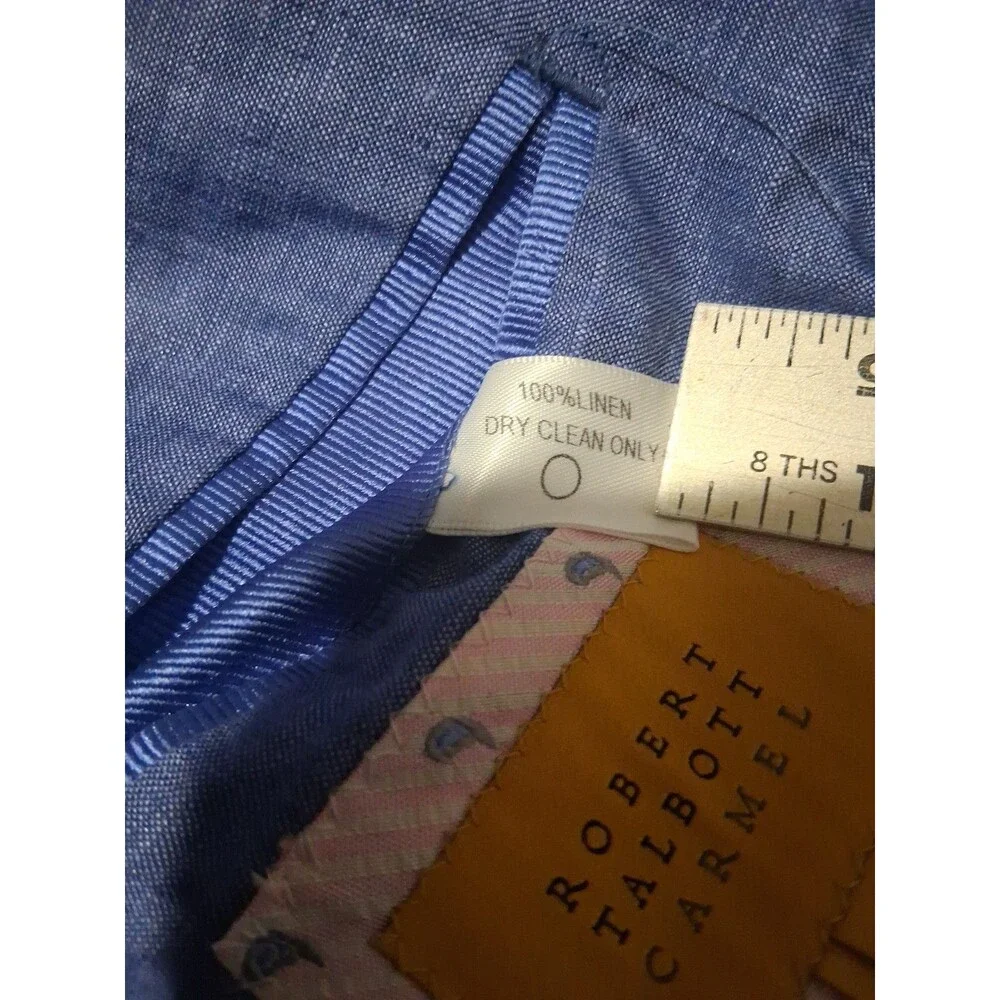 Robert Talbott Carmel Sport Coat Blazer Unstructured 100% Linen Blue Mens 2XL